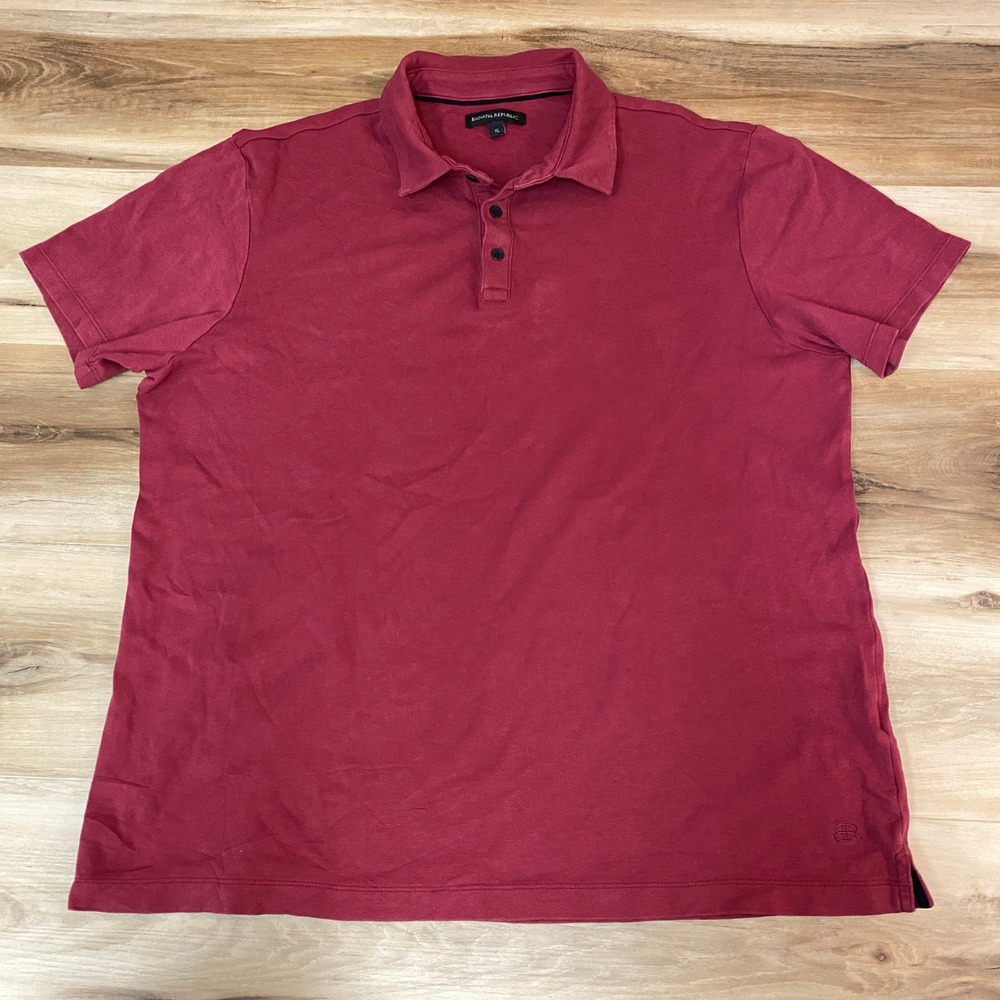 Banana‎ Republic Polo Shirt Mens XL Burgundy Short Sleeve Collared Cotton